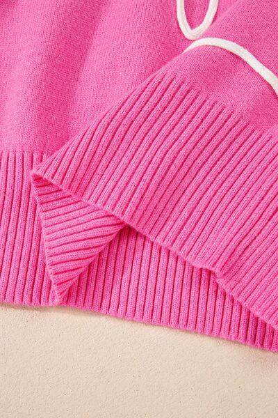 Bow Round Neck Dropped Shoulder Sweater for Women
