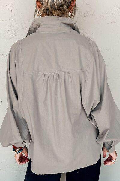Button Down Collared Neck Long Sleeve Shirt for Women